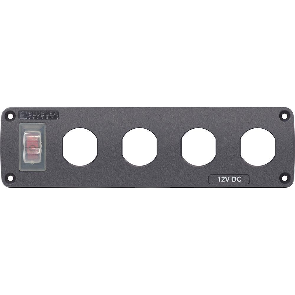 Blue Sea Water Resistant USB Accessory Panel - 15A Circuit Breaker, 4x Blank Apertures [4369] - Bulluna.com