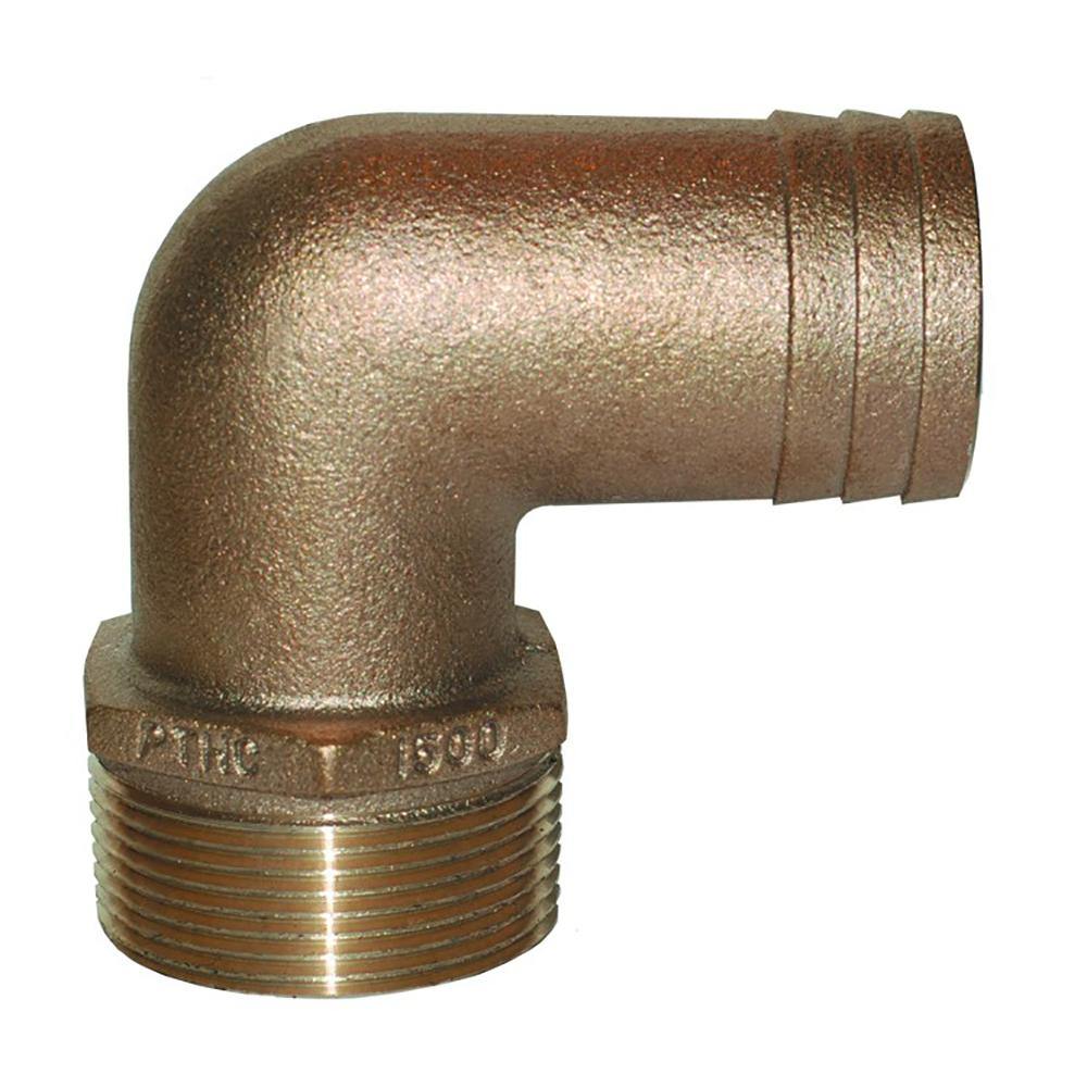 GROCO 1/2" NPT Bronze 90 Degree Pipe to 1/2"-5/8" ID Hose [PTHC-5062] - Bulluna.com