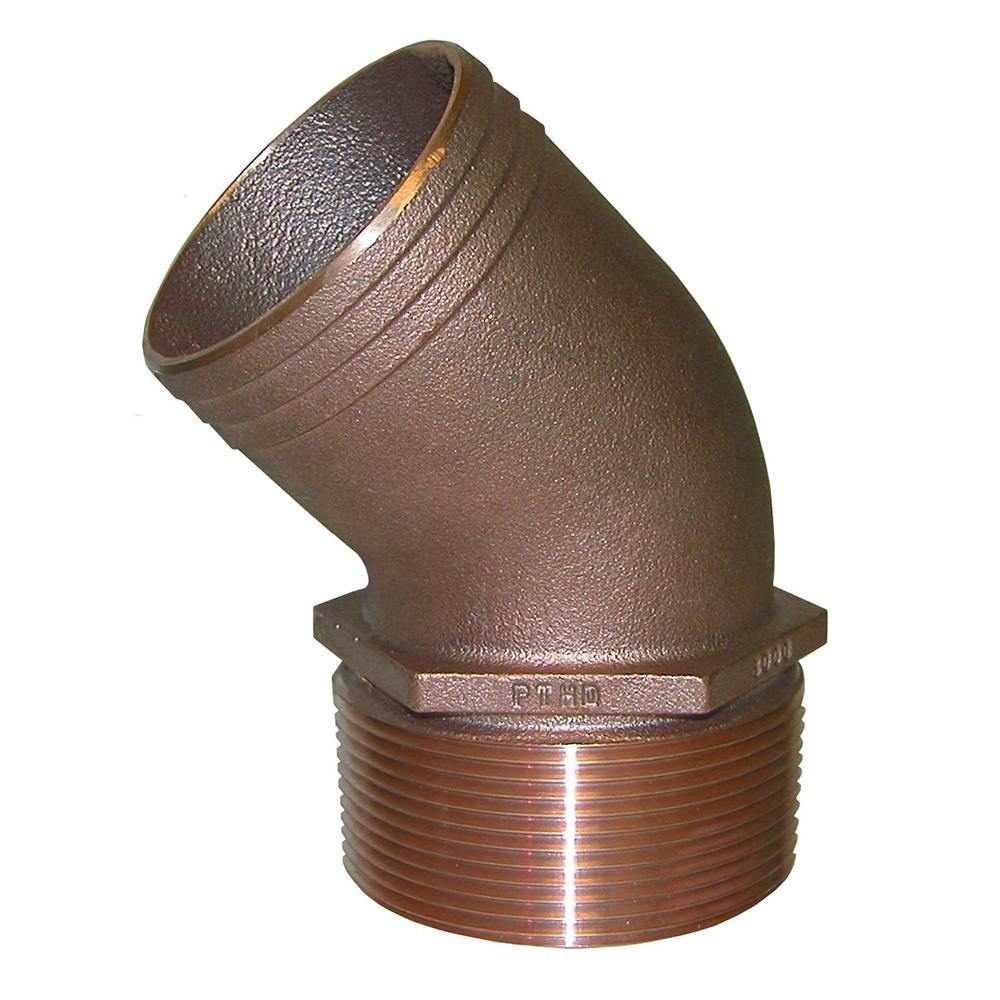 GROCO 3/4" NPT Bronze 45 Degree Pipe to 3/4" Hose [PTHD-750] - Bulluna.com