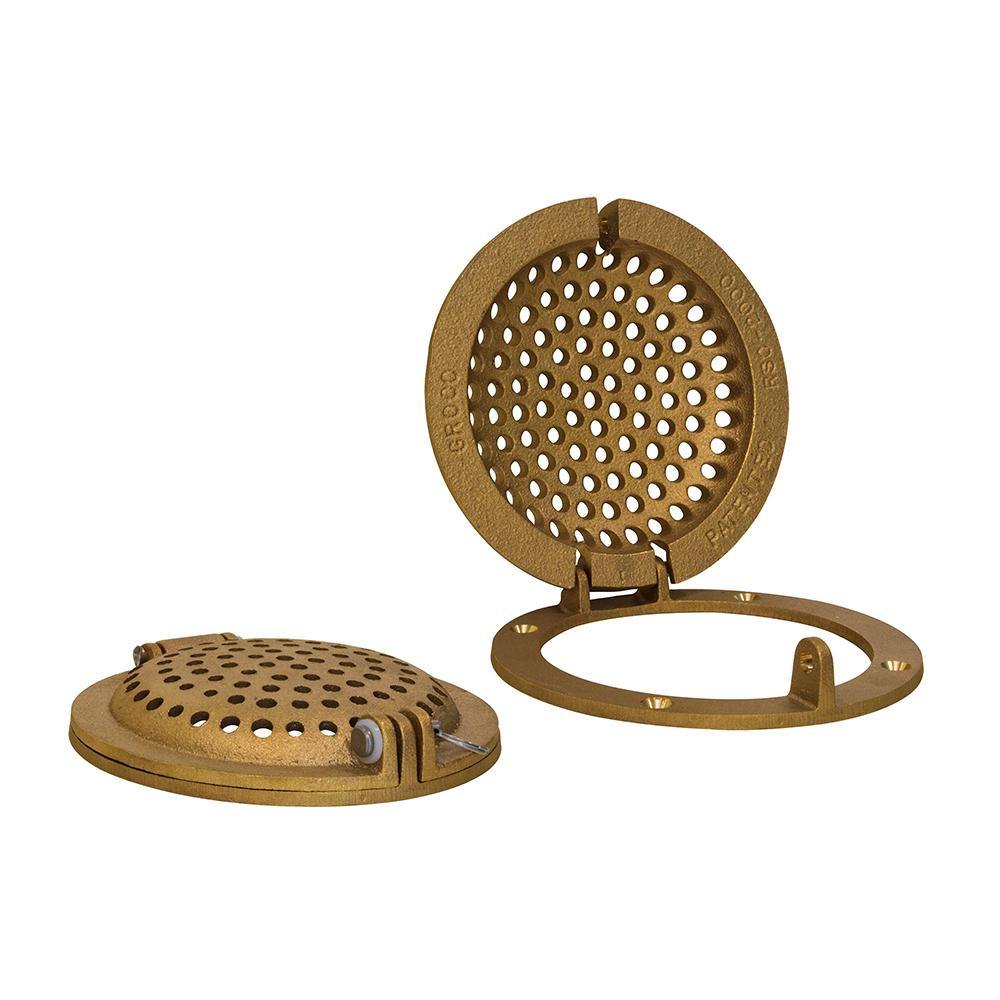 GROCO Bronze Round Hull Strainer w/Access Door f/Up To 1" Thru-Hull [RSC-1000] - Bulluna.com