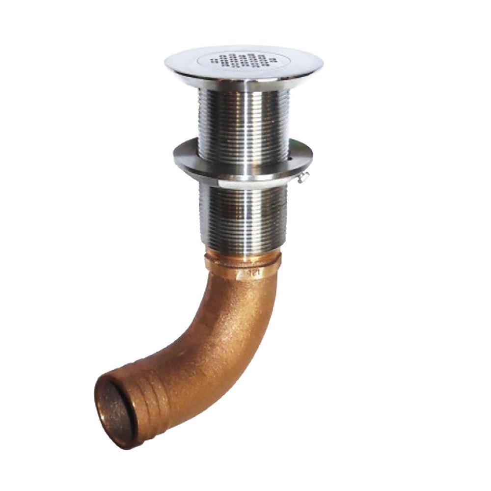 GROCO 1-1/4" Hose Barb Stainless 45 Degree Deck Drain [SCUS-1245] - Bulluna.com