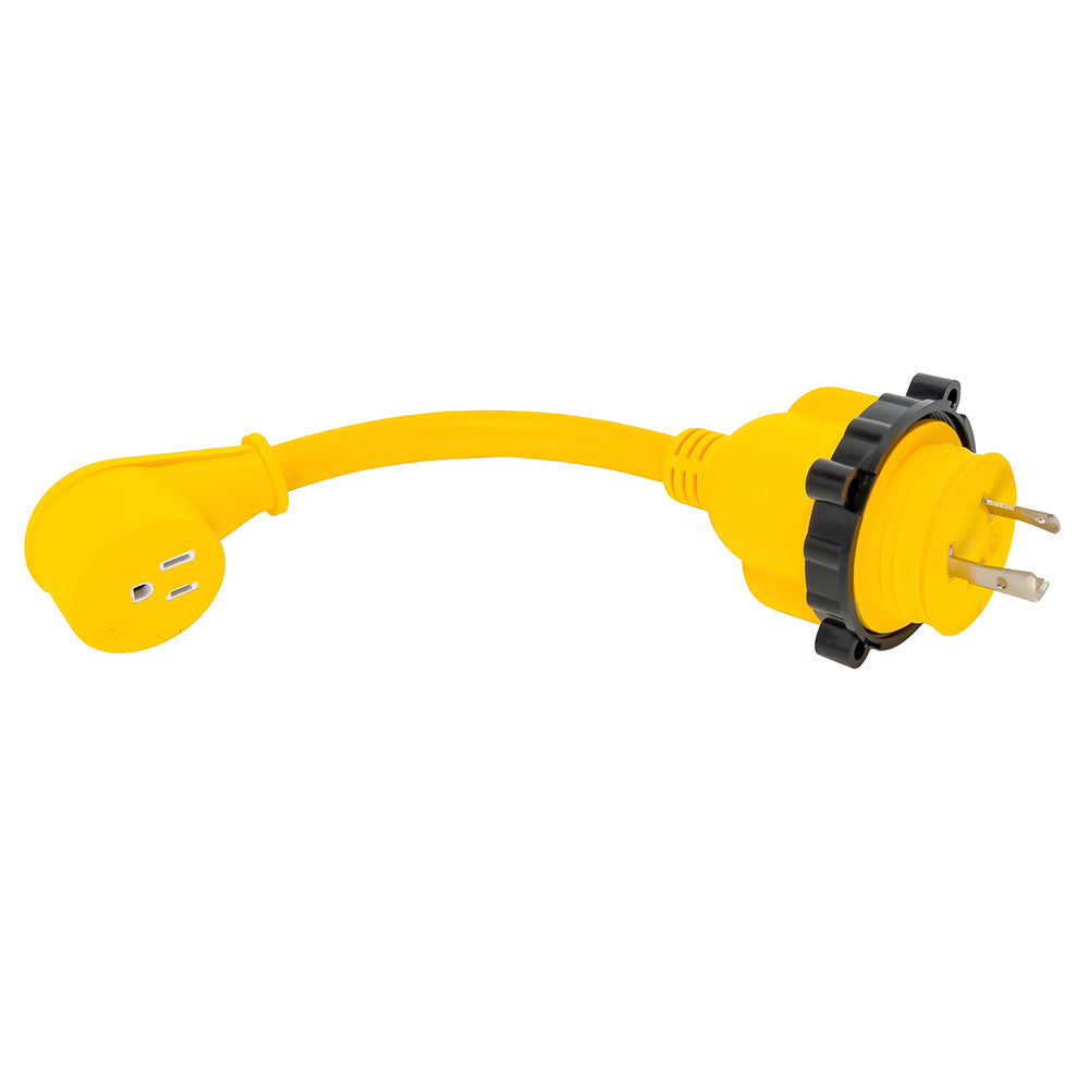 Camco 30AM/15AF Power Grip Marine 12" Dogbone - M-Locking/90F Adapter [55616] - Bulluna.com