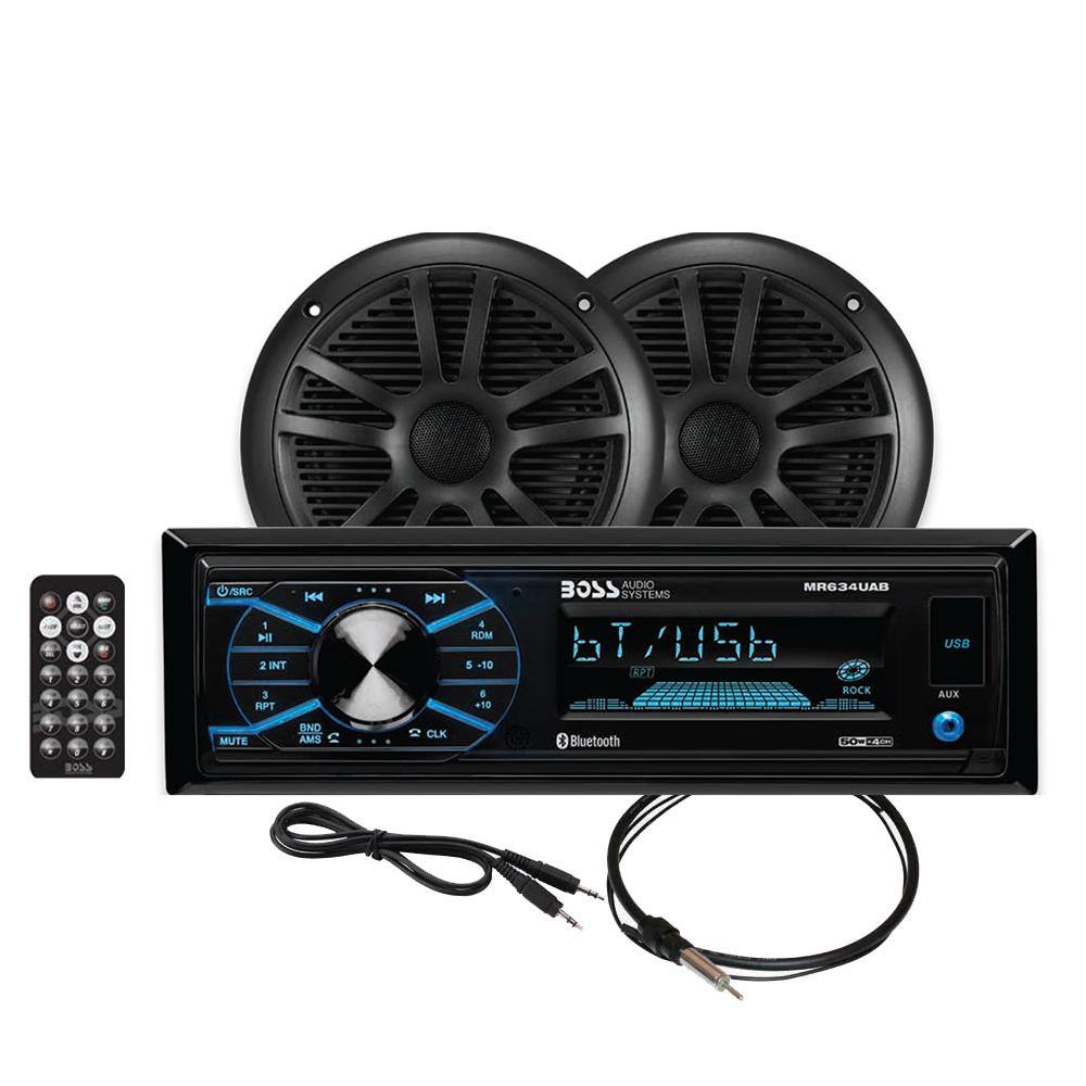 Boss Audio MCBK634B.6 Package w/MR634UAB, 2-MR6B Speakers  MRANT10 Antenna - Black [MCBK634B.6] - Bulluna.com