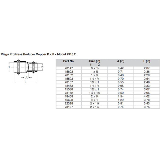 Viega ProPress 1-1/4" x 1" Copper Reducer - Double Press Connection - Smart Connect Technology [78157]