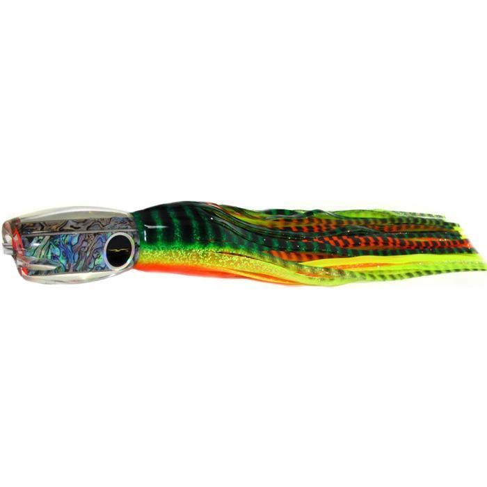 Black Bart Hawaiian Breakfast Medium Heavy Tackle Lure - Green Orange Tiger/Yellow Tiger - Bulluna.com