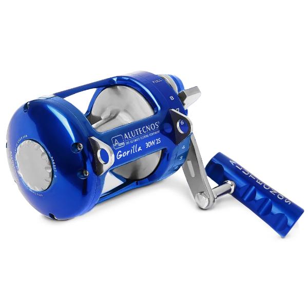 Alutecnos Albacore Gorilla 30 Wide Two Speed Reel - Blue/Silver - Bulluna.com