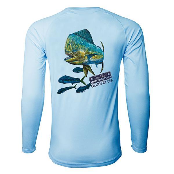 Bluefin USA Second Skin Light Blue Carey Chen Mahi Fish Long Sleeve Sun Shirt - Bulluna.com