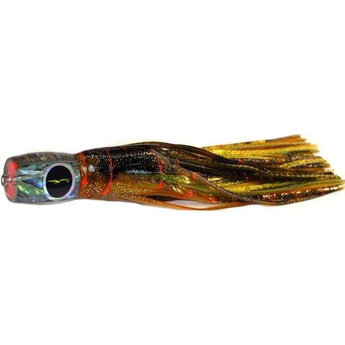 Black Bart Mahi Candy Medium Tackle Lure - Brown Gold Orange/Gold Dot - Bulluna.com