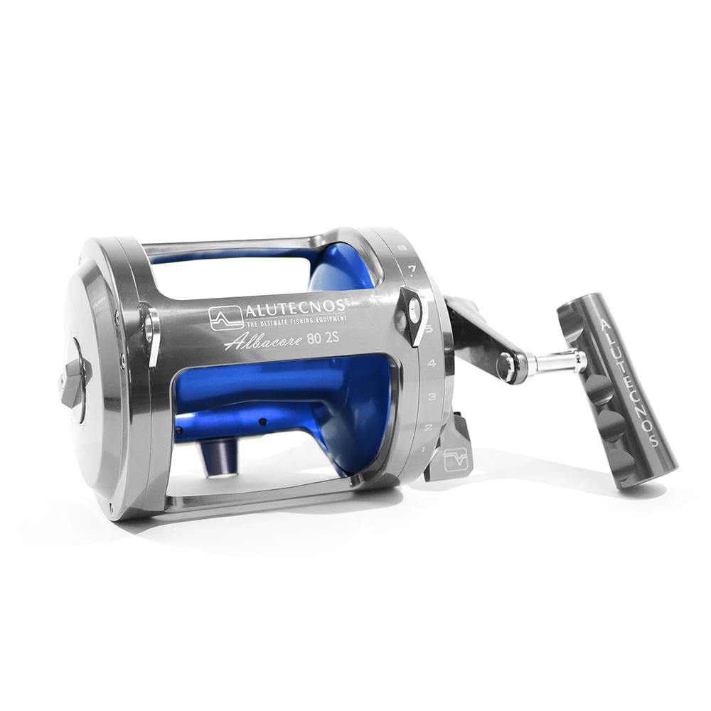 Alutecnos Albacore 80 Two Speed Reel - Silver/Blue - Bulluna.com