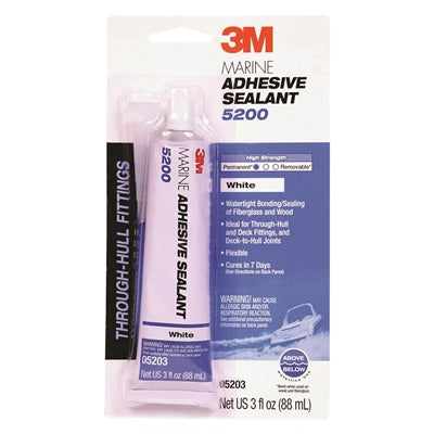 3M Marine Adhesive/Sealant 5200 - 3 Ounces Tube - White - Bulluna.com