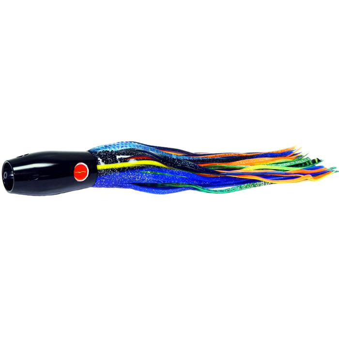 Black Bart Heavy Metal Kona Pro Jet Lure - Black Blue Dot/Green Orange Tiger - Bulluna.com